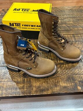 ADT 9" LEATHER Logger Boots in Brown Crazy Horse